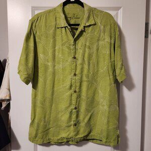 Tommy Bahama Green Floral Silk Hawaiian Button-Up Shirt